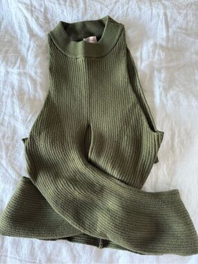 Camila Coelho Olive Green Ribbed Tank Top